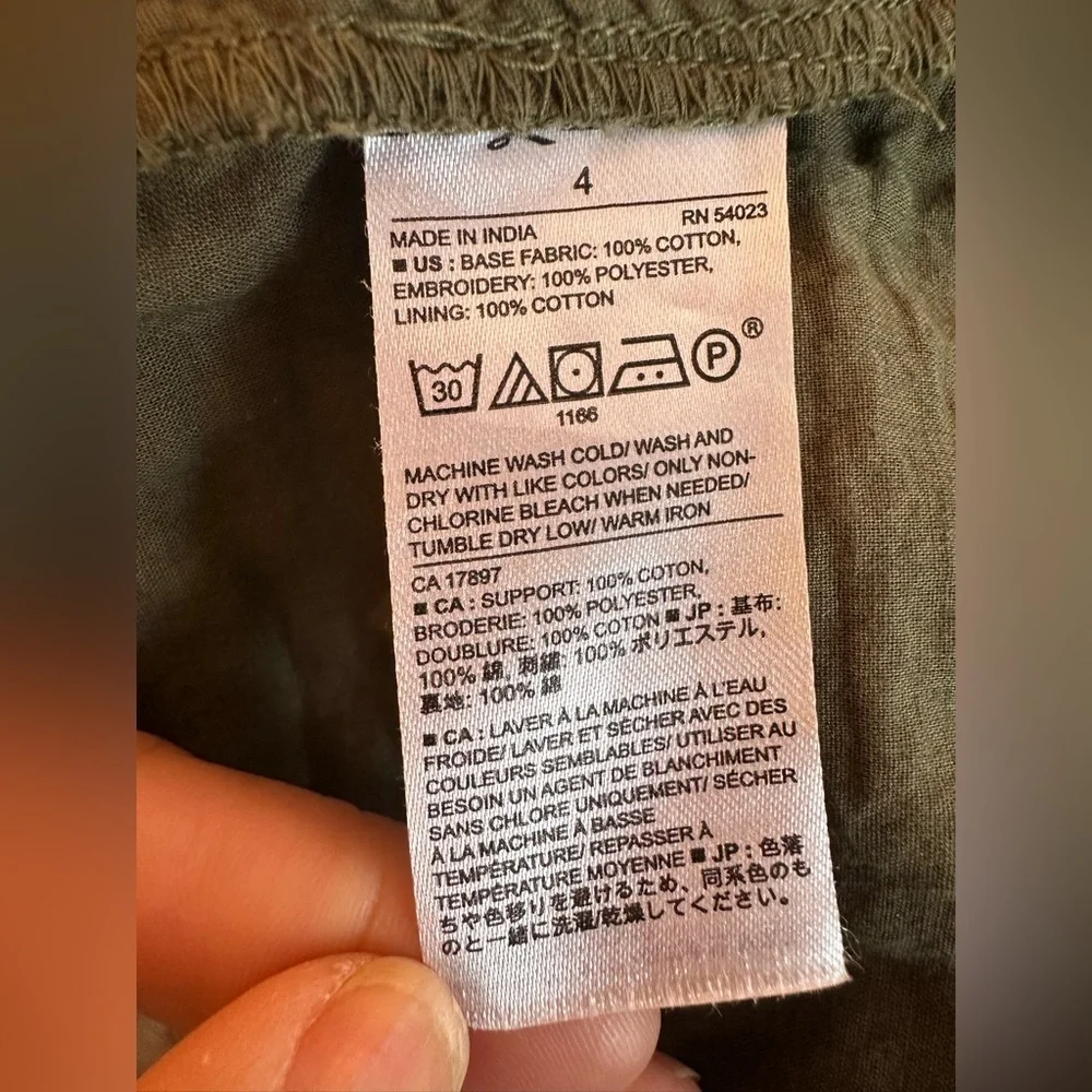 Banana Republic Olive Eyelet Dress Size 4 | Sleeveless Belted Cotton Chic - Picture 6 of 6